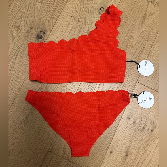 MARYSIA Santa Barbara Textured One Shoulder Bikini Set Size XS - Picture 3 of 6